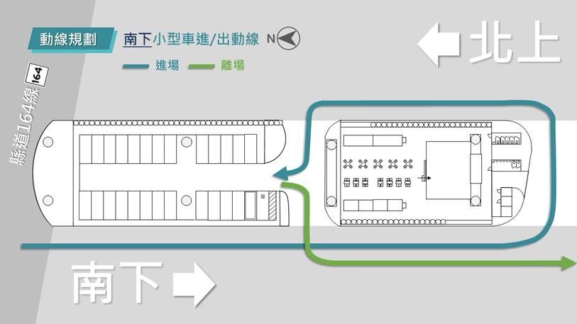 口湖休息站南下停車動線